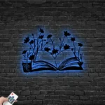 Home Decor Metal Sign Floral Books 1