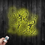 Home Decor Metal Sign Floral Female Reading 1