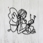 Home Decor Metal Sign Floral Female Reading 1
