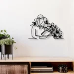 Home Decor Metal Sign Floral Women Reading A Book 1