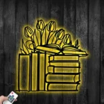 Home Decor Metal Sign Flower And Book Nook 1