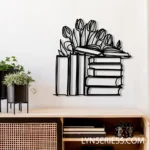Home Decor Metal Sign Flower And Book Nook 1