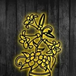 Home Decor Metal Sign Flowers In Pot 1