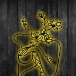 Home Decor Metal Sign Girl Flowers Line Art 1