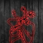 Home Decor Metal Sign Girl Flowers Line Art 1