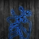 Home Decor Metal Sign Girl Flowers Line Art 1