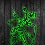 Home Decor Metal Sign Girl Flowers Line Art 1