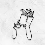 Home Decor Metal Sign Java Flower Book Reading Line Art 1