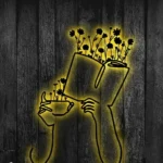 Home Decor Metal Sign Java Flower Book Reading Line Art 1