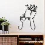 Home Decor Metal Sign Java Flower Book Reading Line Art 1