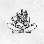 Home Decor Metal Sign Latte Flower Book Reading Line Art 1