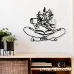 Home Decor Metal Sign Latte Flower Book Reading Line Art 1