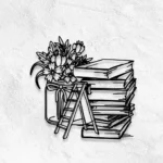 Home Decor Metal Sign Novel Nook Line Art 1