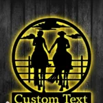 Home Decor Metal Sign Personalized Cowboy Cowgirl Couple 1