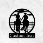 Home Decor Metal Sign Personalized Cowboy Cowgirl Couple 1