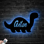Home Decor Metal Sign Personalized Cute Dinosaur Lover Name 1