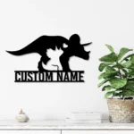 Home Decor Metal Sign Personalized Mom Baby Triceratops Dinosaur 1