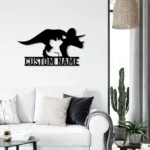 Home Decor Metal Sign Personalized Mom Baby Triceratops Dinosaur 1
