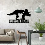 Home Decor Metal Sign Personalized Mom Baby Triceratops Dinosaur 1