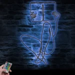 Home Decor Metal Sign Woman Perusing Line Art 1