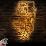 Home Decor Metal Sign Woman Perusing Line Art 1