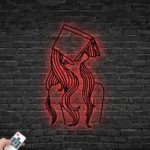 Home Decor Metal Sign Young Lady Book Line Art Metal Led Light Lady Reading Book 1