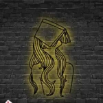 Home Decor Metal Sign Young Lady Book Line Art Metal Led Light Lady Reading Book 1