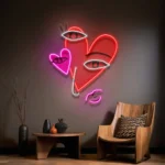 Home Decor Neon Sign Abstract Face With Hearts Picasso 1