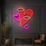 Home Decor Neon Sign Abstract Face With Hearts Picasso 1