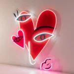 Home Decor Neon Sign Abstract Face With Hearts Picasso 1