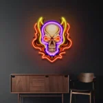 Home Decor Neon Sign Angry Fire Skull 1
