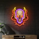 Home Decor Neon Sign Angry Fire Skull 1