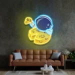Home Decor Neon Sign Astronaut Eating Cheese Moon 1