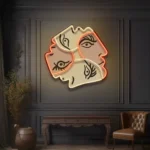 Home Decor Neon Sign Four Faces Twirling Conceptual Art Picasso 1