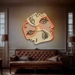 Home Decor Neon Sign Four Faces Twirling Conceptual Art Picasso 1