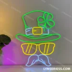 Home Decor Neon Sign Funny St Patrickatms Day Leprechaun Sunglasses 1