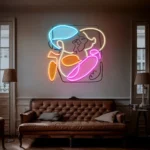 Home Decor Neon Sign Kissing Faces With Colorful Abstract Art Picasso 1