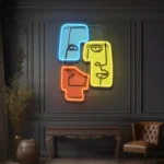 Home Decor Neon Sign Side Profile Faces Blend Artistic Art Picasso 1