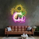 Home Decor Neon Sign Skull Sun Flowers 1