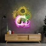Home Decor Neon Sign Skull Sun Flowers 1