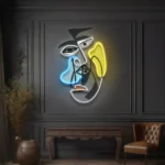 Home Decor Neon Sign Two Grumpy Faces Conceptual Art Picasso 1