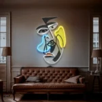 Home Decor Neon Sign Two Grumpy Faces Conceptual Art Picasso 1