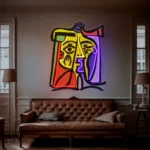 Home Decor Neon Sign Vibrant Girl Painting Abstract Art Picasso 1
