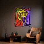 Home Decor Neon Sign Vibrant Girl Painting Abstract Art Picasso 1