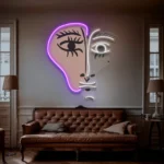 Home Decor Neon Sign Woman Face With Color Shape Abstract Art Picasso 1