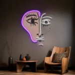 Home Decor Neon Sign Woman Face With Color Shape Abstract Art Picasso 1