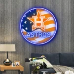 Houston Astros Neon Sign Us Flag Acrylic 1