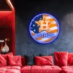 Houston Astros Neon Sign Us Flag Acrylic 1