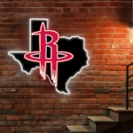 Houston Rockets Neon Sign Texas State Map 1