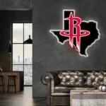 Houston Rockets Neon Sign Texas State Map 1